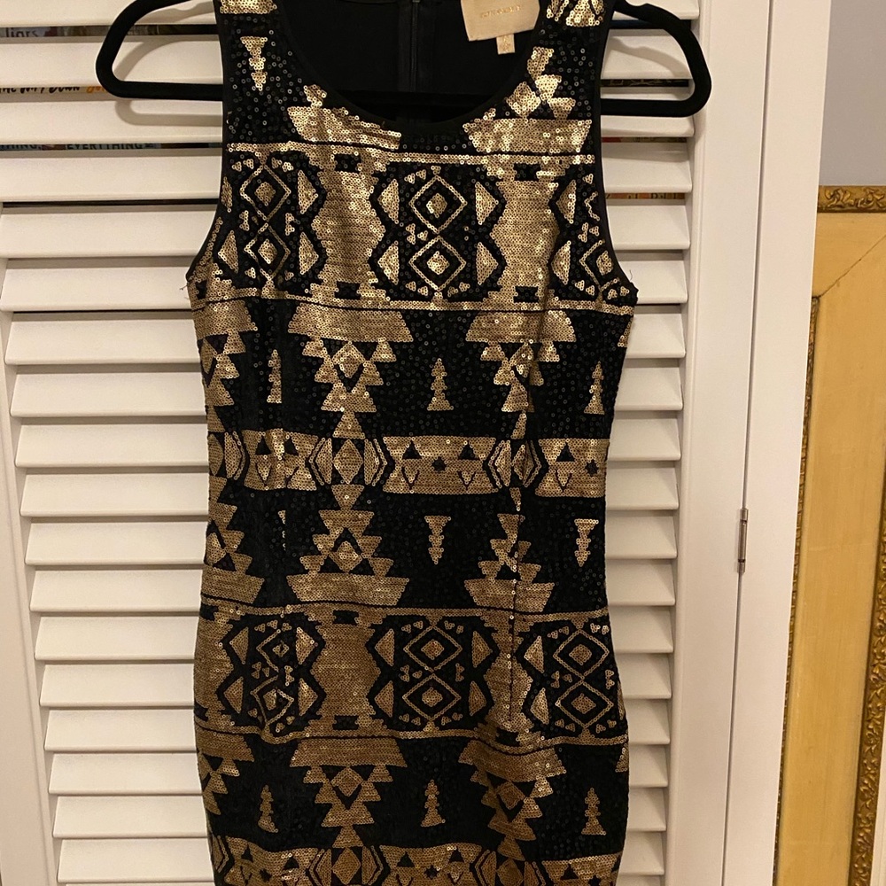 Black and gold cocktail dress